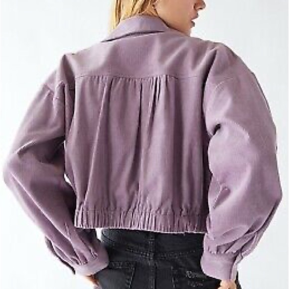 PacSun LA Hearts Corduroy Utility Bomber Jacket Purple Size Medium NWOT - Picture 2 of 6